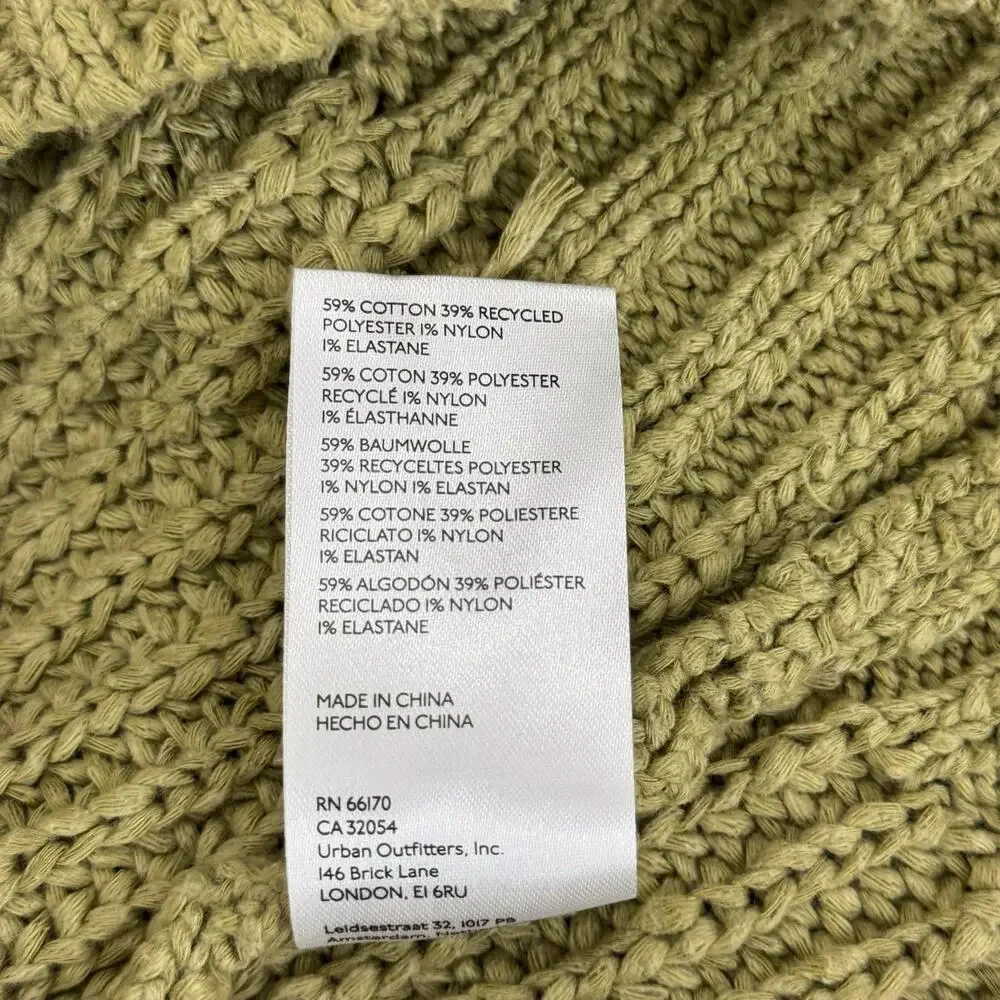 Anthropologie Pilcro Chunky Knit Balloon Sleeve Sweater Olive Green Size Large